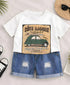 Plum & Pop Kids Boy's Cotton Car Print T-Shirt & Shorts Set - White