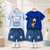 Plum & Pop Kids Boys Cotton Cat & Dog Printed T-Shirt & Shorts Set pack of 2 - Blue