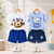 Plum & Pop Kids Boys & Girls Cotton Printed T-Shirt & Shorts Set pack of 2 - Blue & White