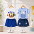 Plum & Pop Kids Boys & Girls Cotton Printed T-Shirt & Shorts Set pack of 2 - Blue & White