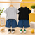 Plum & Pop Kids Boys Cotton Girafffe & Dog Printed T-Shirt & Shorts Set pack of 2 - Black & Grey