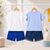 Plum & Pop Kids Boys & Girls Cotton Printed T-Shirt & Shorts Set pack of 2 - Blue & White