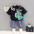 Boys Cotton Half Sleeves Tee & Shorts Set Pack of 2  - White Urban & Black Super Dino