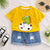 Plum & Pop Kids Boys Cotton EggDino Printed T-Shirt & Shorts Set - Yellow