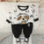 Boy's Cotton Fleece Winter Dog Patch Sweatshirt With Joggers Pant Set - White
