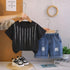 Plum & Pop Kids Boy's Cotton Lines Embellished Print T-Shirt & Shorts Set - Black