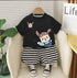 Boy's Cotton Dog Print T-Shirt & Shorts Set - Black