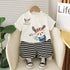 Boy's Cotton Dog Print T-Shirt & Shorts Set - White