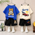 Boys Cotton Half Sleeves Tee & Shorts Set Pack of 2 - Blue & White