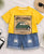 Plum & Pop Kids Boy's Cotton Car Print T-Shirt & Shorts Set - Yellow