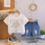 Plum & Pop Kids Boy's Cotton Cap Embellished Print T-Shirt & Shorts Set - White