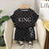 Boy's King Print T-Shirt & Shorts Set