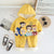 Boy's Cotton Fleece Winter Kids Printed Sweatshirt With Joggers Set - Yellow
