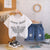 Plum & Pop Kids Boy's Cotton Sword Embellished Print T-Shirt & Shorts Set - White