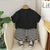 Boy's Cotton Dog Print T-Shirt & Shorts Set - Black