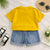 Plum & Pop Kids Boys Cotton EggDino Printed T-Shirt & Shorts Set - Yellow