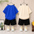 Boys Cotton Half Sleeves Tee & Shorts Set Pack of 2 - Blue & White