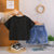 Plum & Pop Kids Boy's Cotton Sword Embellished Print T-Shirt & Shorts Set - Black