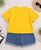 Plum & Pop Kids Boy's Cotton Car Print T-Shirt & Shorts Set - Yellow