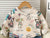 Boy's Cotton Fleece Winter All Over Print Sweatshirt With Denim Pant Set - Cream