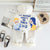 Boy's Cotton Fleece Winter Kids Printed Sweatshirt With Joggers Set - Cream
