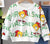 Boy's Cotton Knit Light Winter Teddy Printed Sweatshirt With Denim Jeans Pant Set - White
