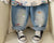 Boy's Cotton Fleece Winter All Over Print Sweatshirt With Denim Pant Set - Cream