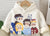 Boy's Cotton Fleece Winter Kids Printed Sweatshirt With Joggers Set - Cream
