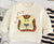 Boy's Cotton Fleece Winter Dog Patch Sweatshirt With Joggers Set - Cream