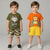 Boys Cotton Half Sleeves Tee & Shorts Set Pack Of 2  - Orange Lion & Green Army