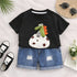 Plum & Pop Kids Boys Cotton EggDino Printed T-Shirt & Shorts Set - Black