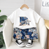 Boy's Cotton Dr Print T-Shirt & Shorts Set - White