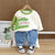 Boy's Light Winter Cream Dino Print Sweatshirt & Pants Set