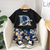 Boy's Cotton Dr. Print T-Shirt & Shorts Set - Black