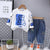 Boy's Light Winter White Teddy Print Sweatshirt & Pants Set