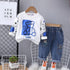 Boy's Light Winter White Teddy Print Sweatshirt & Pants Set