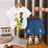 Plum & Pop Kids Boys Cotton Giraffe Printed T-Shirt & Shorts Set - White