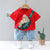 Boys Cotton Half Sleeves Tee & Shorts Set Pack of 2  - Red Teddy & White Rainbow
