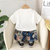 Boy's Cotton Bunny Print T-Shirt & Shorts Set - White
