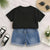 Plum & Pop Kids Boys Cotton EggDino Printed T-Shirt & Shorts Set - Black