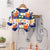 Boy's Cotton Rainbow Printed Sweatshirt With Joggers Set - Red & Blue