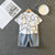 Boys Cotton Half Sleeves Tee & Shorts Set Pack of 2  - Red Rainbow & White Urban