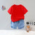 Boy's Red Rainbow Print T-Shirt & Shorts Set