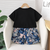 Boy's Cotton Dr. Print T-Shirt & Shorts Set - Black