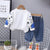 Boy's Light Winter White Teddy Print Sweatshirt & Pants Set