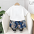 Boy's Cotton Dr Print T-Shirt & Shorts Set - White
