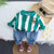 Boy's Cotton Text Printed Sweatshirt With Joggers Set - Purple & Green