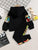 Boy's Cotton Text Printed Sweatshirt With Joggers Set - Orange & Black