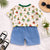 Boy's Cotton Cartoon Print T-Shirt & Shorts Set - Multicolor