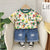 Boy's Cotton Cartoon Print T-Shirt & Shorts Set - Multicolor
